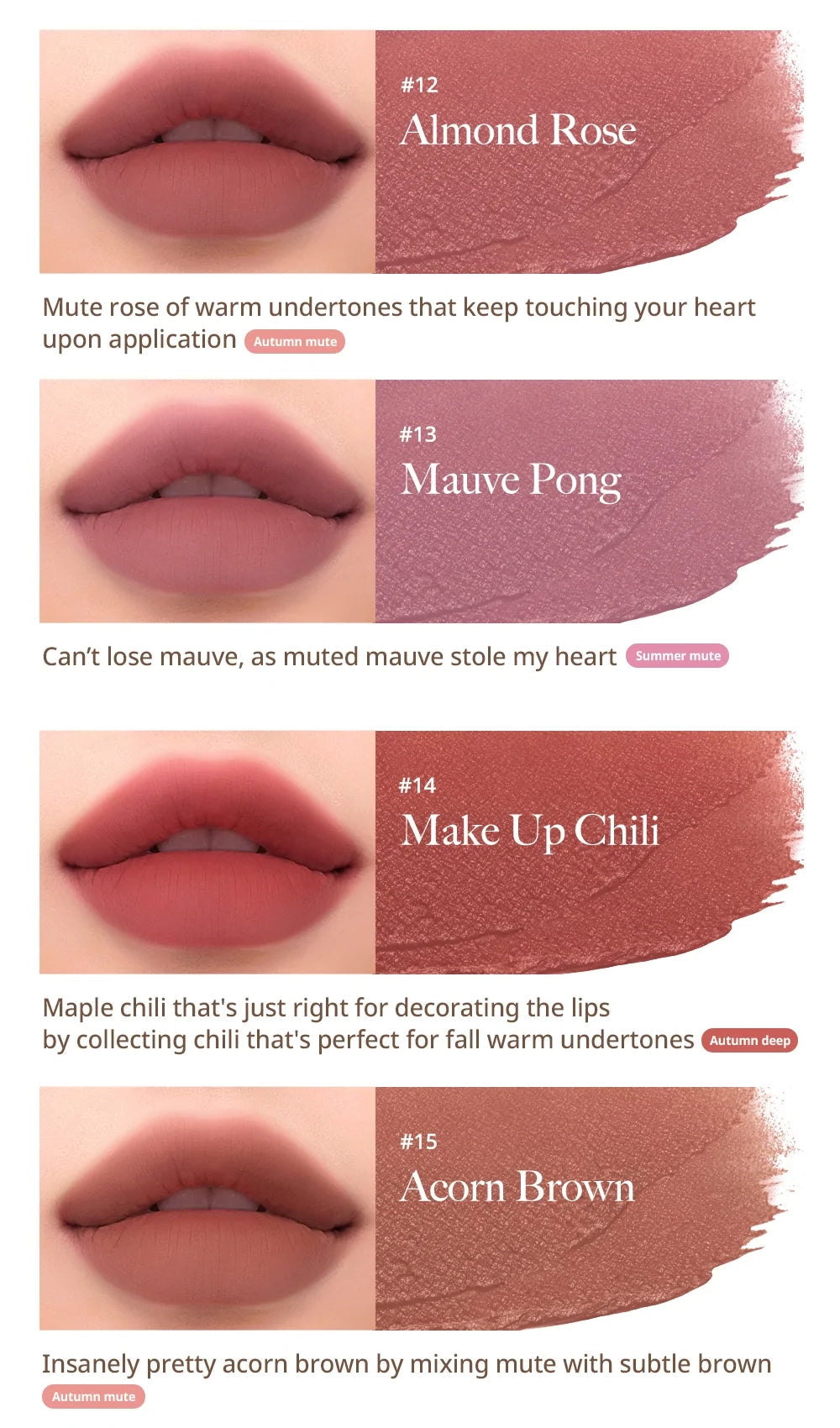 peripera - Ink Mood Matte Tint #12 Almond Rose swatch